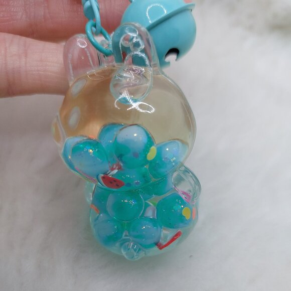 2/$19 Labubu Flowing Sand Exquisite blue keychain with bell - Picture 4 of 8